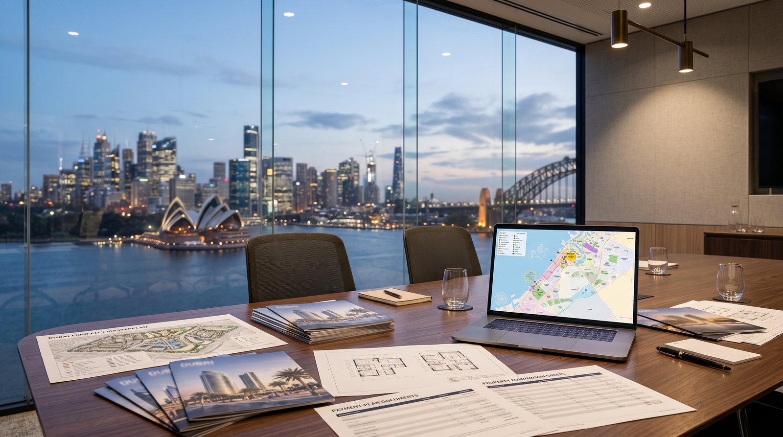 Sydney investor researching Expo City Dubai property opportunities