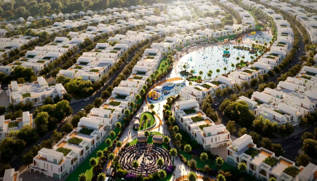 Dubai skyline with iconic skyscrapers and luxurious waterfront properties showcased at the Dubai Properties Investment event.